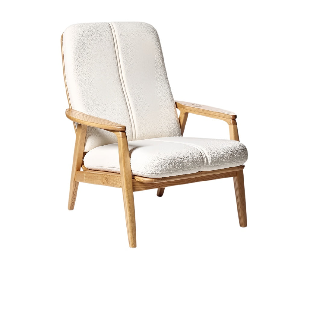 **Moderne witte fauteuil met houten frame**