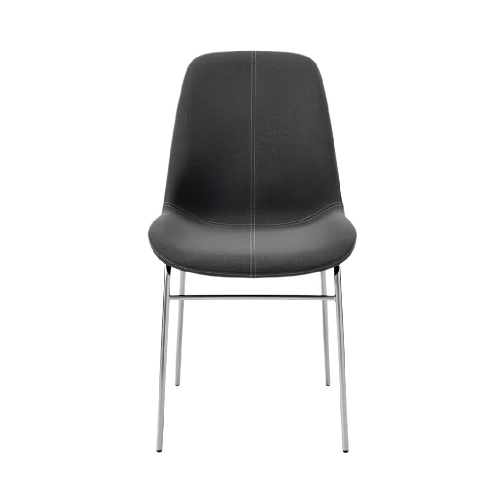 Moderne stoffen stoel met metalen frame